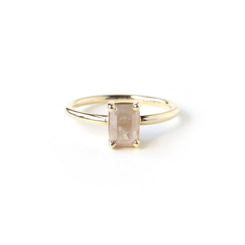Orangey White Emerald Cut Diamond Ring