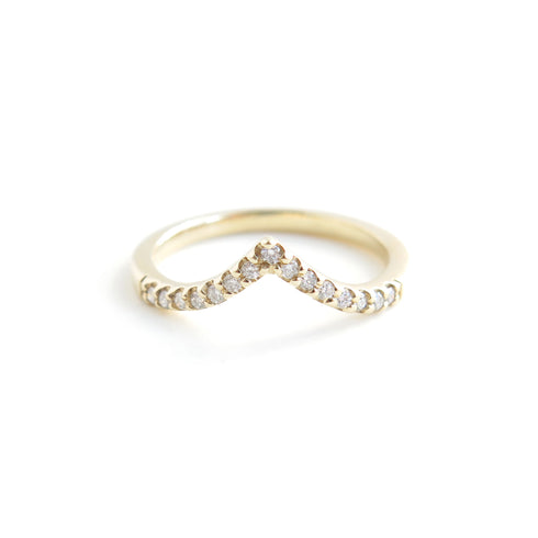 Diamond Wishbone Ring in Yellow Gold