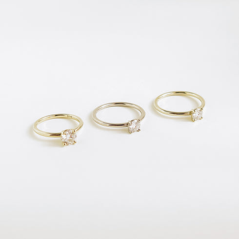 Leda ~ Four Claw Round Diamond Ring