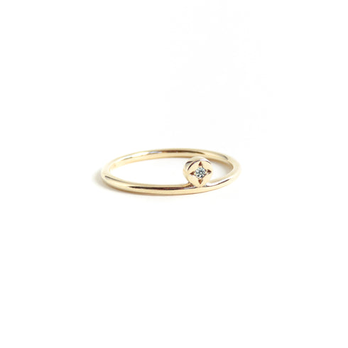 Diamond Dot Ring in Yellow Gold