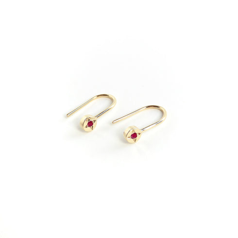 Ruby Dot Earrings in Yellow Gold