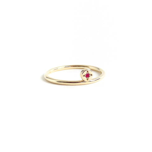 Ruby Dot Ring in Yellow Gold
