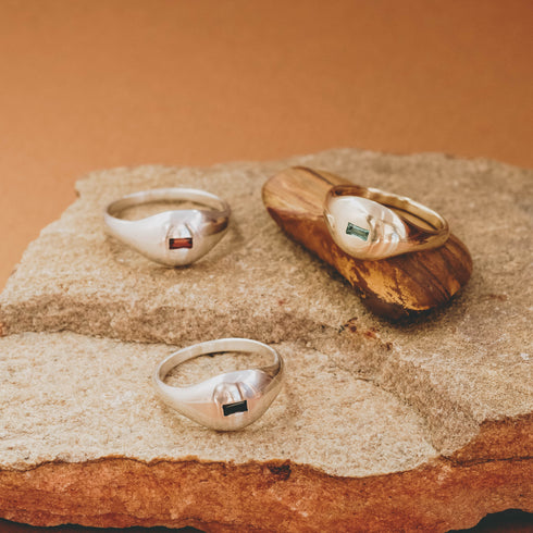 The Jewelled Baroque Signet ~ with a Garnet in Yellow Gold