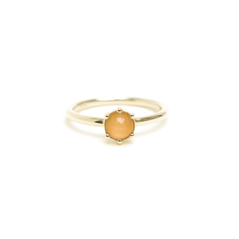 Six Claw Moonstone Cabochon Ring in Yellow Gold