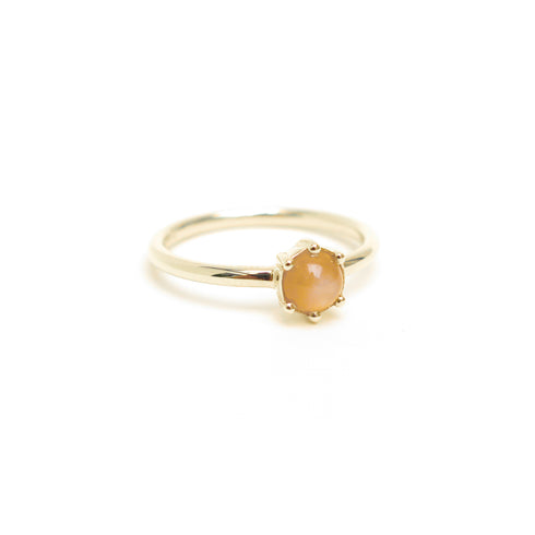 Six Claw Moonstone Cabochon Ring in Yellow Gold
