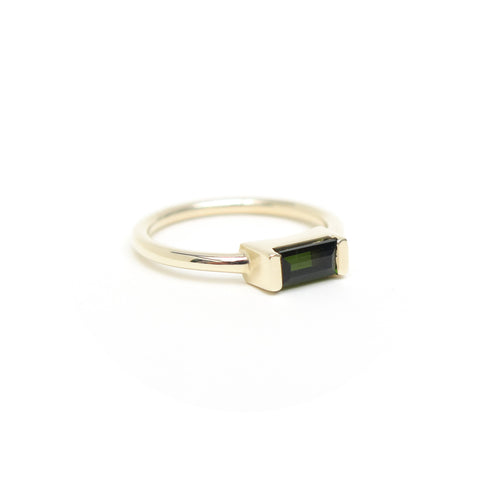 Channel Set Tourmaline Baguette in Yellow Gold