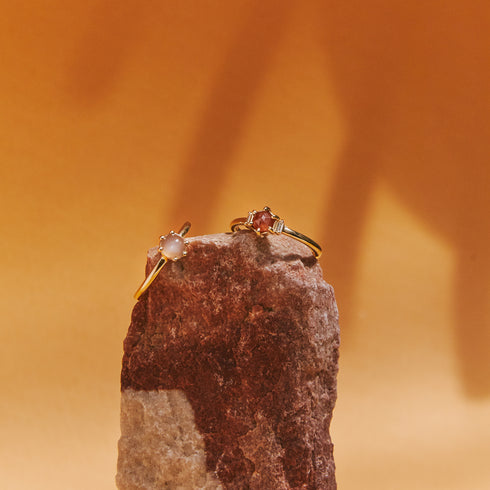 Six Claw Moonstone Cabochon Ring in Yellow Gold