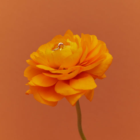 Partial Bezel Set Oval Citrine Ring in Yellow Gold