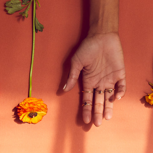 Partial Bezel Set Oval Smokey Quartz Ring in Yellow Gold