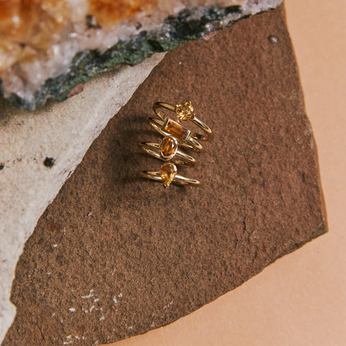 Channel Set Citrine Baguette Ring in Yellow Gold