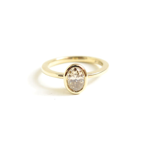 Maia ~ Vertically Bezel Set Oval Diamond Ring