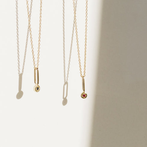 Tourmaline Dot Pendant Charm in Silver