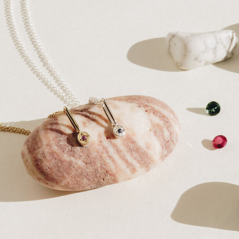 Tourmaline Dot Pendant Charm in Silver