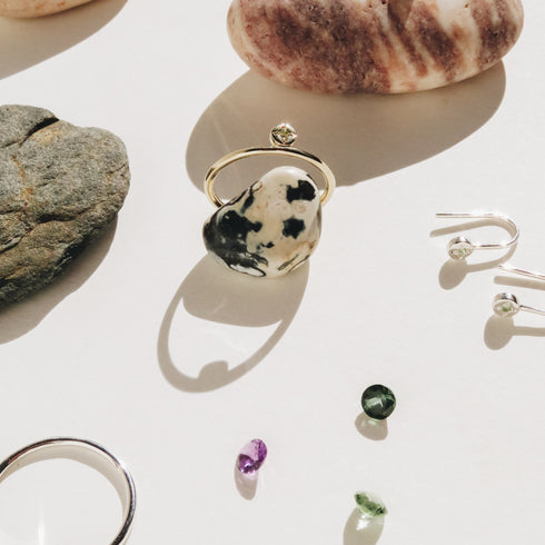 Peridot Dot Ring in Yellow Gold