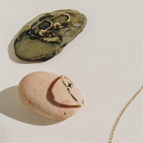 Emerald Dot Ring in Silver