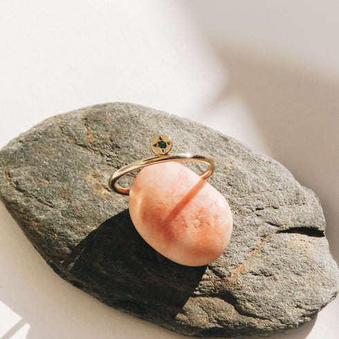 Emerald Dot Ring in Silver