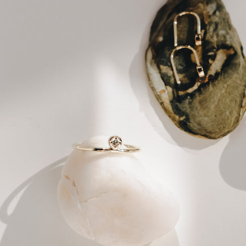 Moonstone Dot Ring in Silver