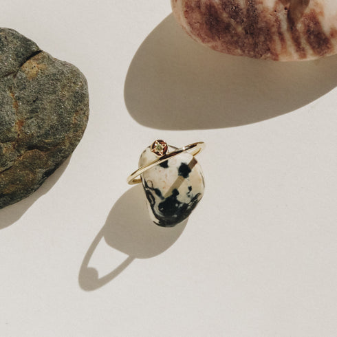 Peridot Dot Ring in Yellow Gold