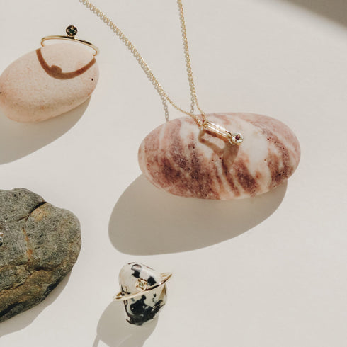 Garnet Dot Pendant Charm in Silver