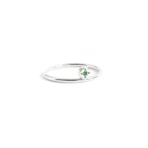 Emerald Dot Ring in Silver