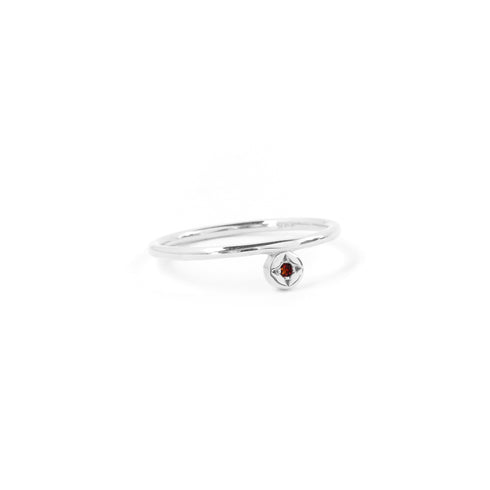 Garnet Dot Ring in Silver