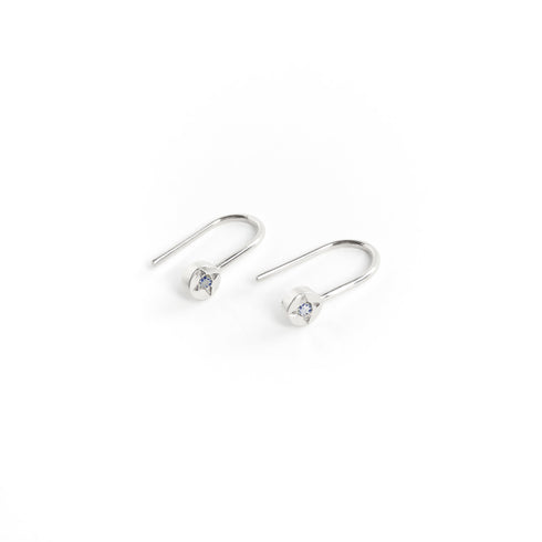 Moonstone Dot Earrings in Silver