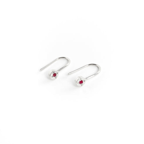 Ruby Dot Earrings in Silver