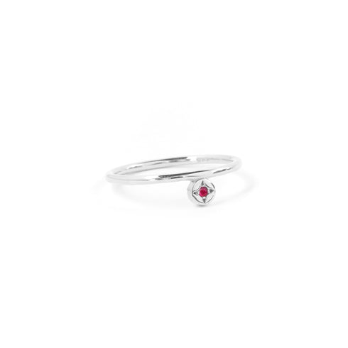 Ruby Dot Ring in Silver